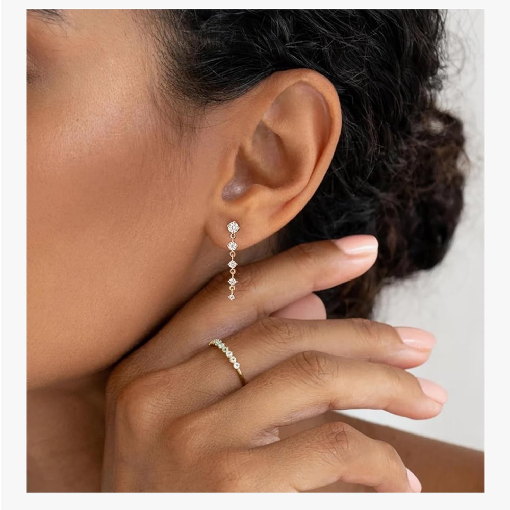 Gold Dangle Earrings 14k gold silver plated